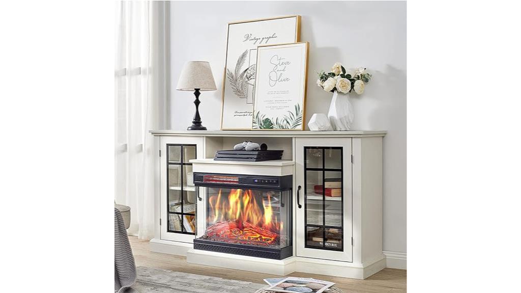 3 sided glass fireplace tv stand