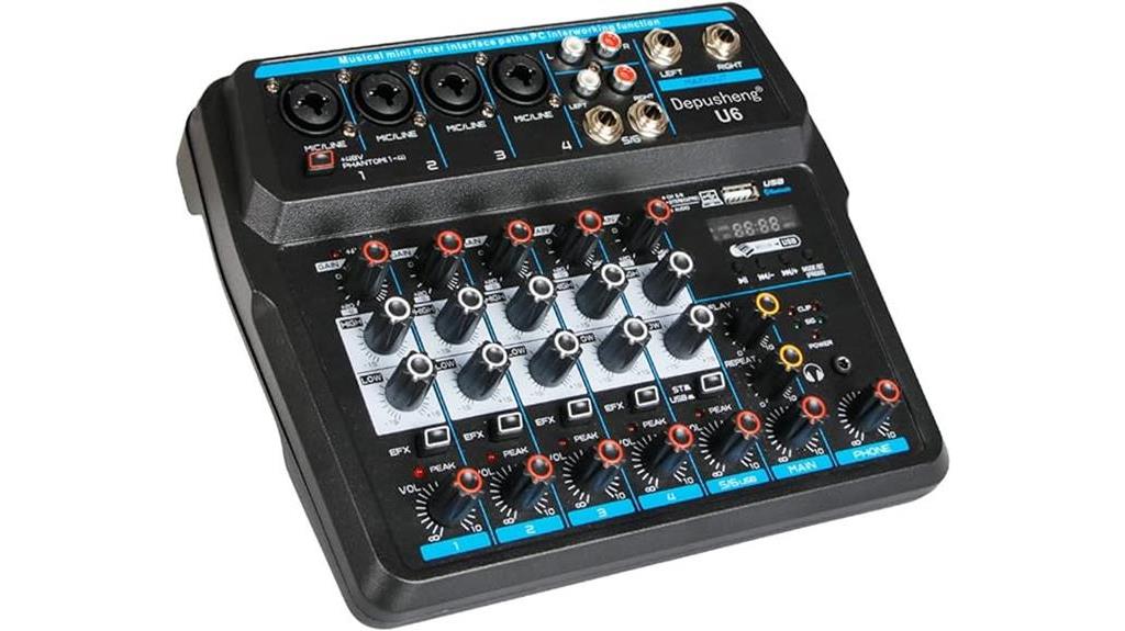 compact 6 channel usb mixer