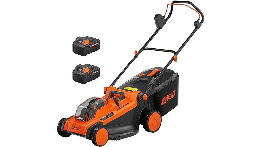 cordless lawn mower with two 24v batteries