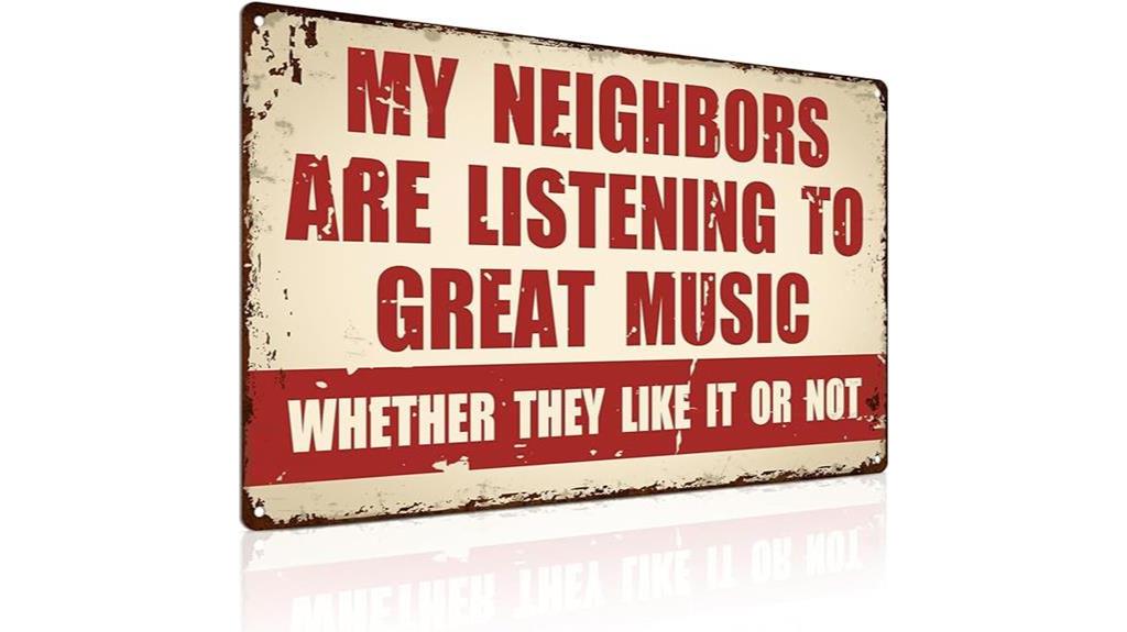 humorous metal music sign