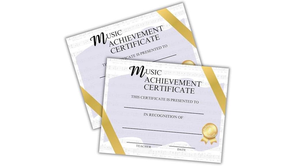 music achievement certificate award