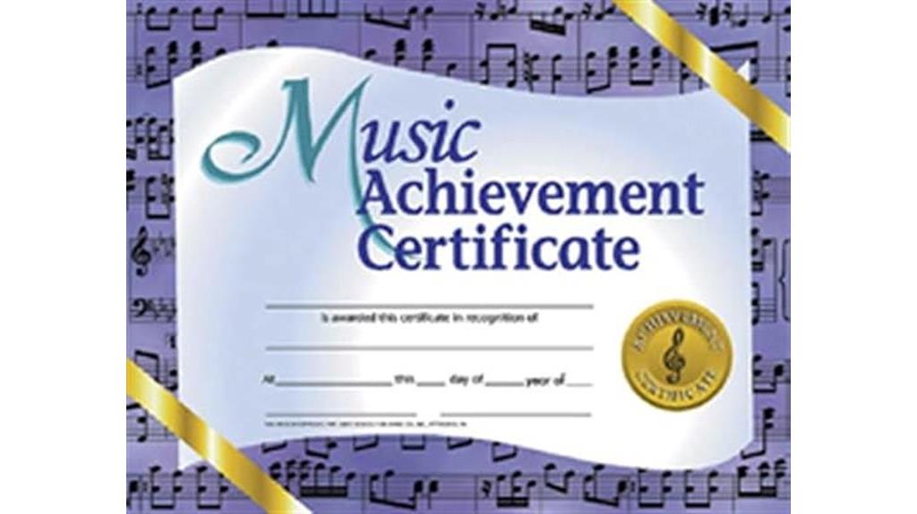 music achievement certificate design