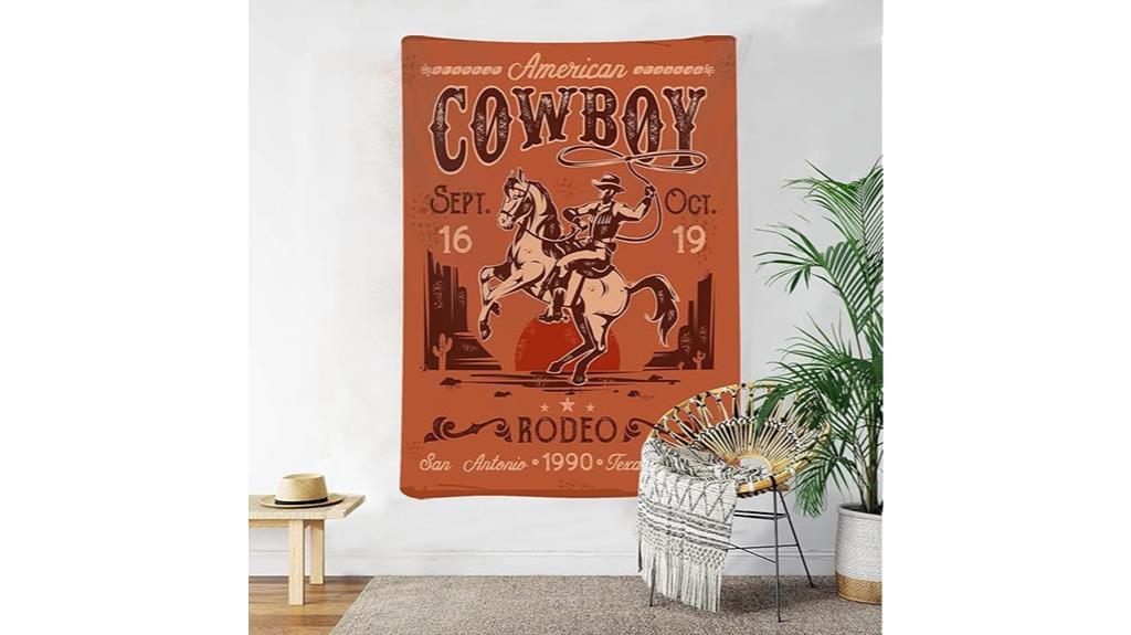 vintage cowboy tapestry decor