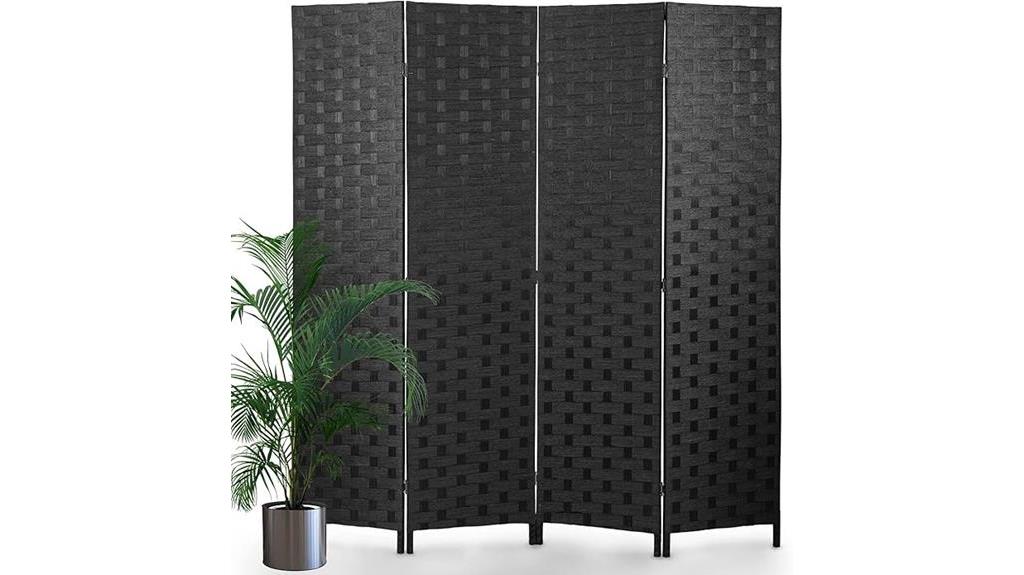 black folding privacy screen