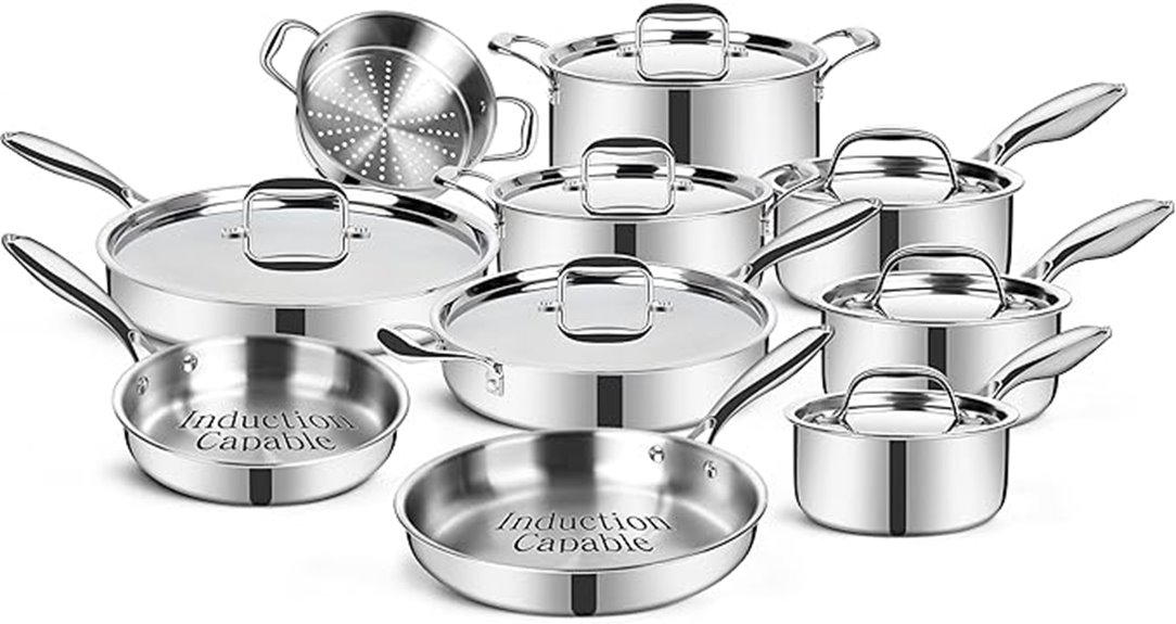 17 piece stainless cookware