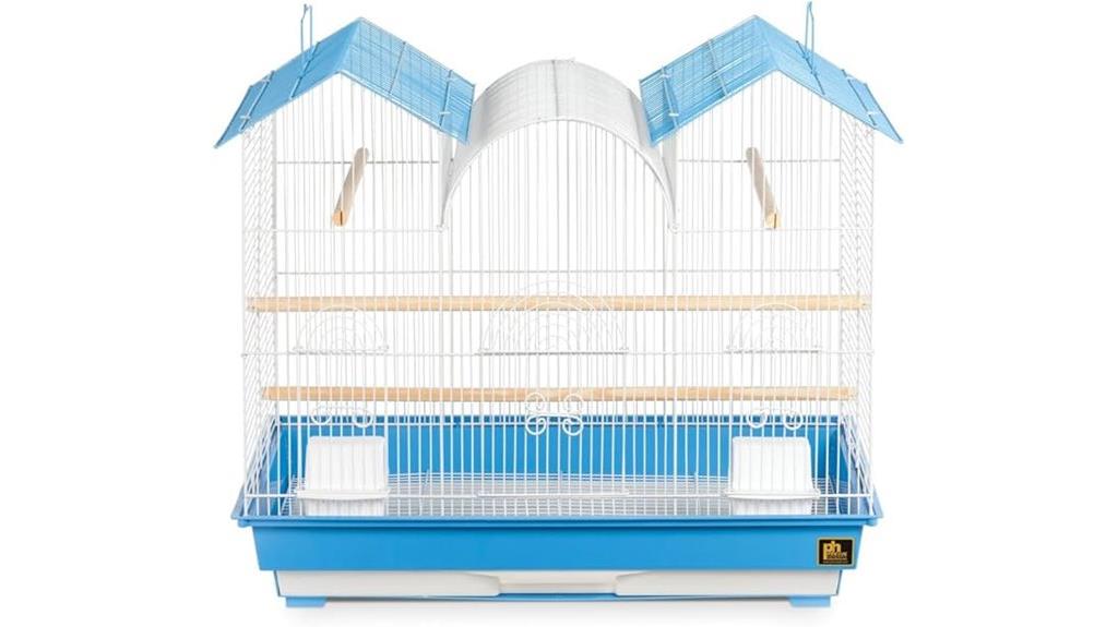 blue and white cockatiel cage