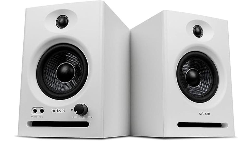 dual mode white studio monitors