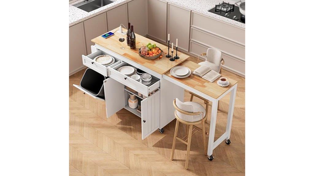 extendable storage kitchen island