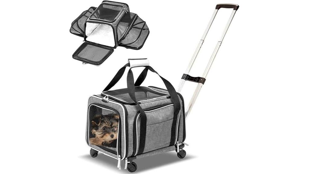 grey expandable pet carrier