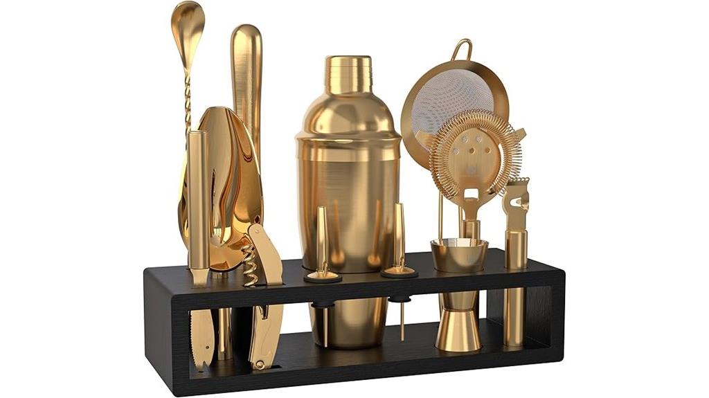 highball glasses with bamboo stand