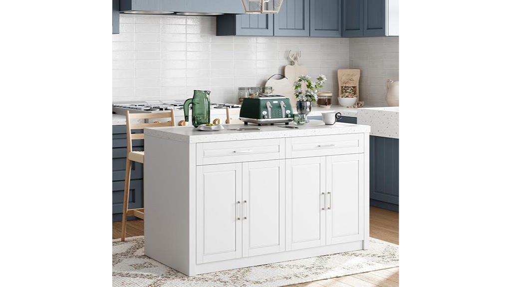 large kitchen island with charging station