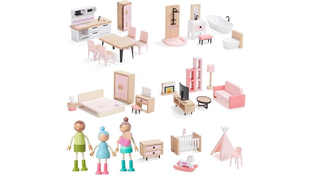 large wooden dollhouse set