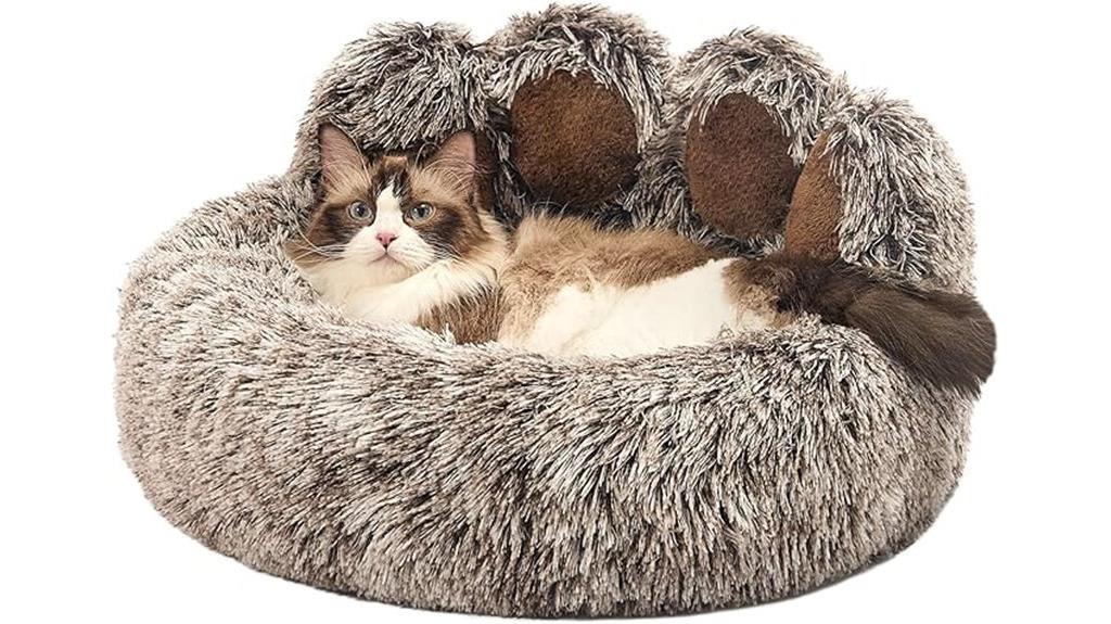 paw shaped calming pet bed
