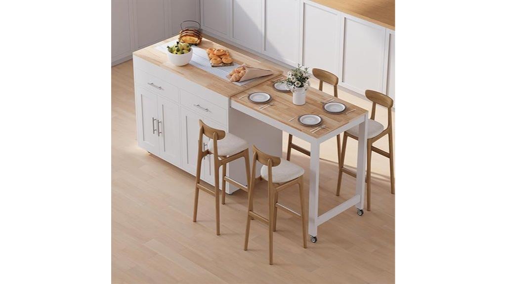 rolling kitchen island with extendable table