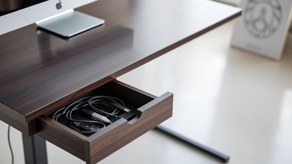sit stand desks with cable drawers