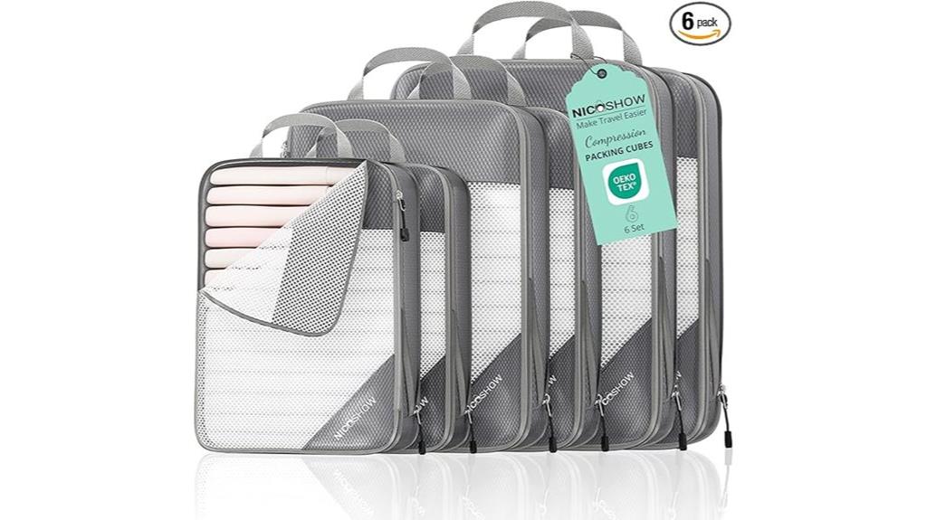 six piece packing cube set