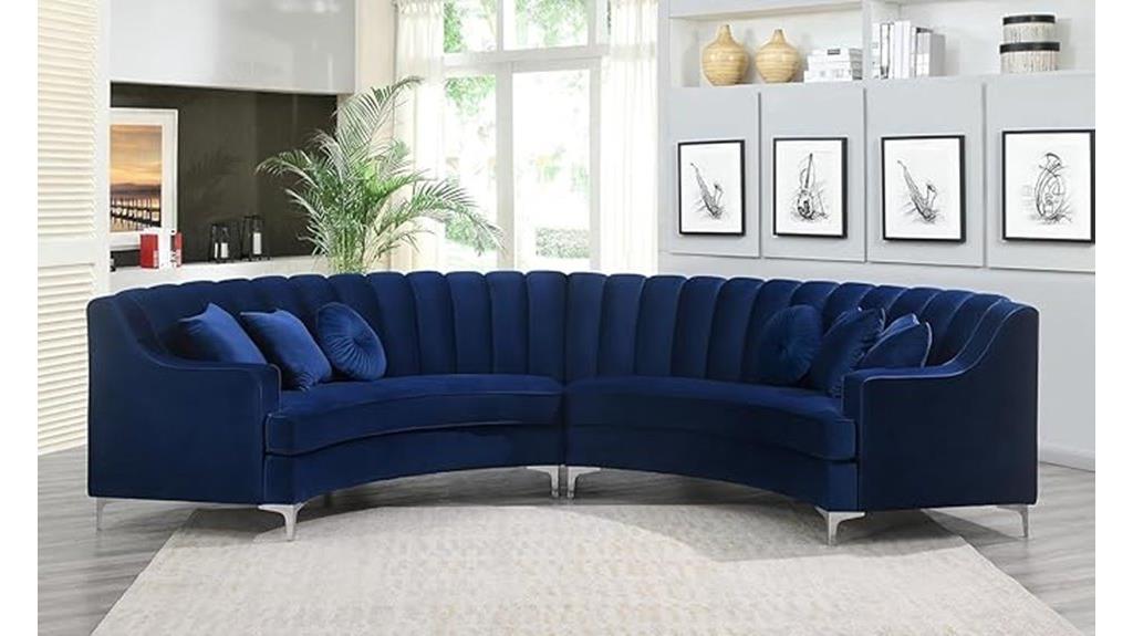 velvet semi circular sofa