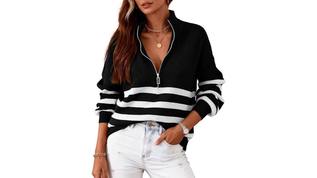 women s striped quarter zip