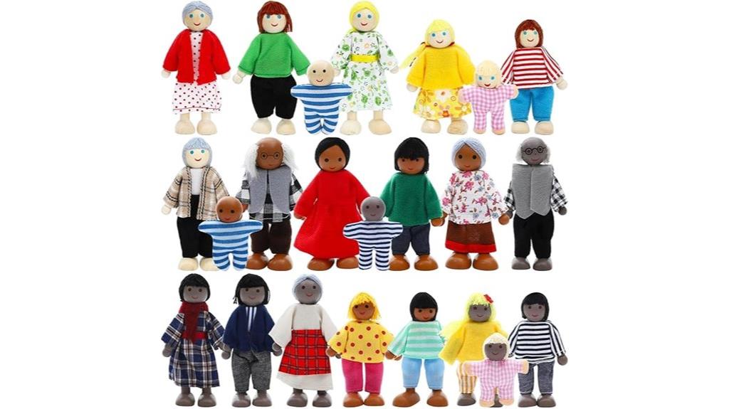 wooden dollhouse family set