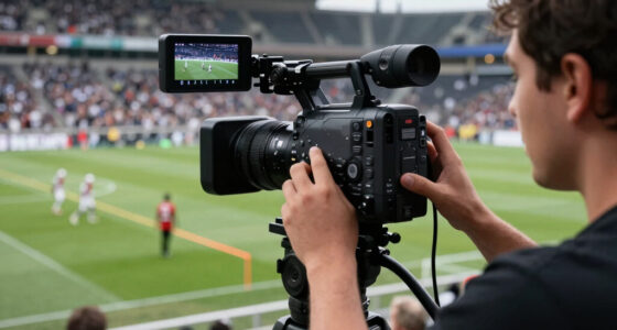 Cameraman catches the person using laser light on players in a football match