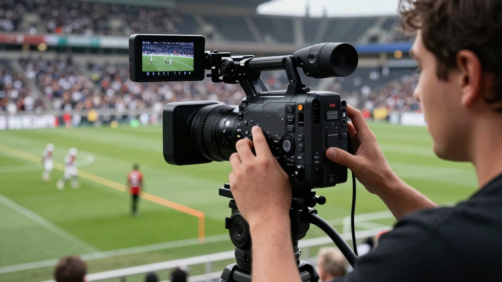 Cameraman catches the person using laser light on players in a football match
